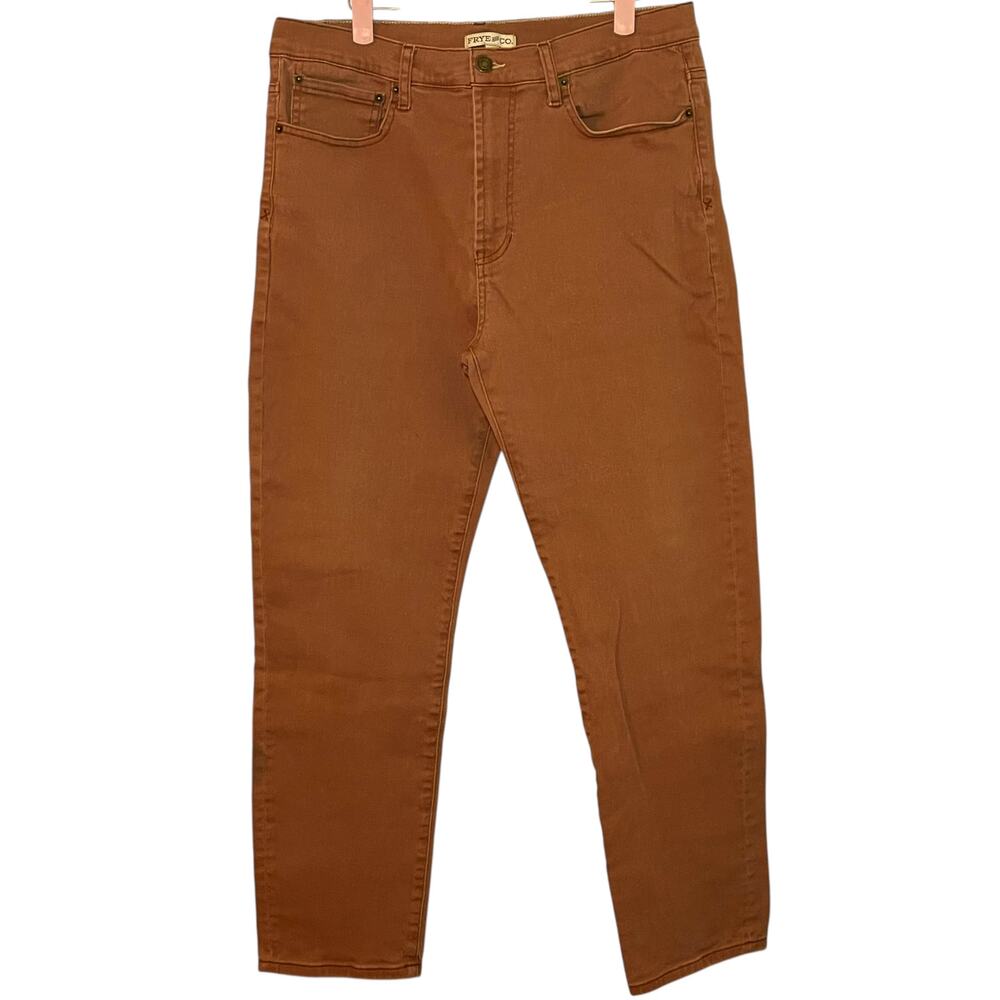Frye & Co Mens Jeans 34x32 Brown Straight Leg Stretch Denim Pants